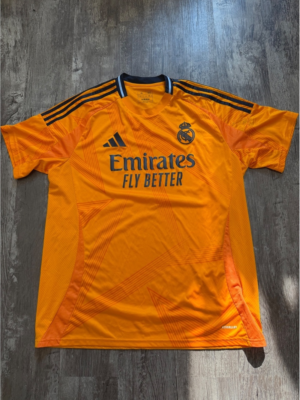 Adidas Real Madrid 24/25 Away Orange Emirates Fly Better Soccer Kit Jersey